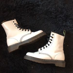 White Dr. Martens Combat Boots